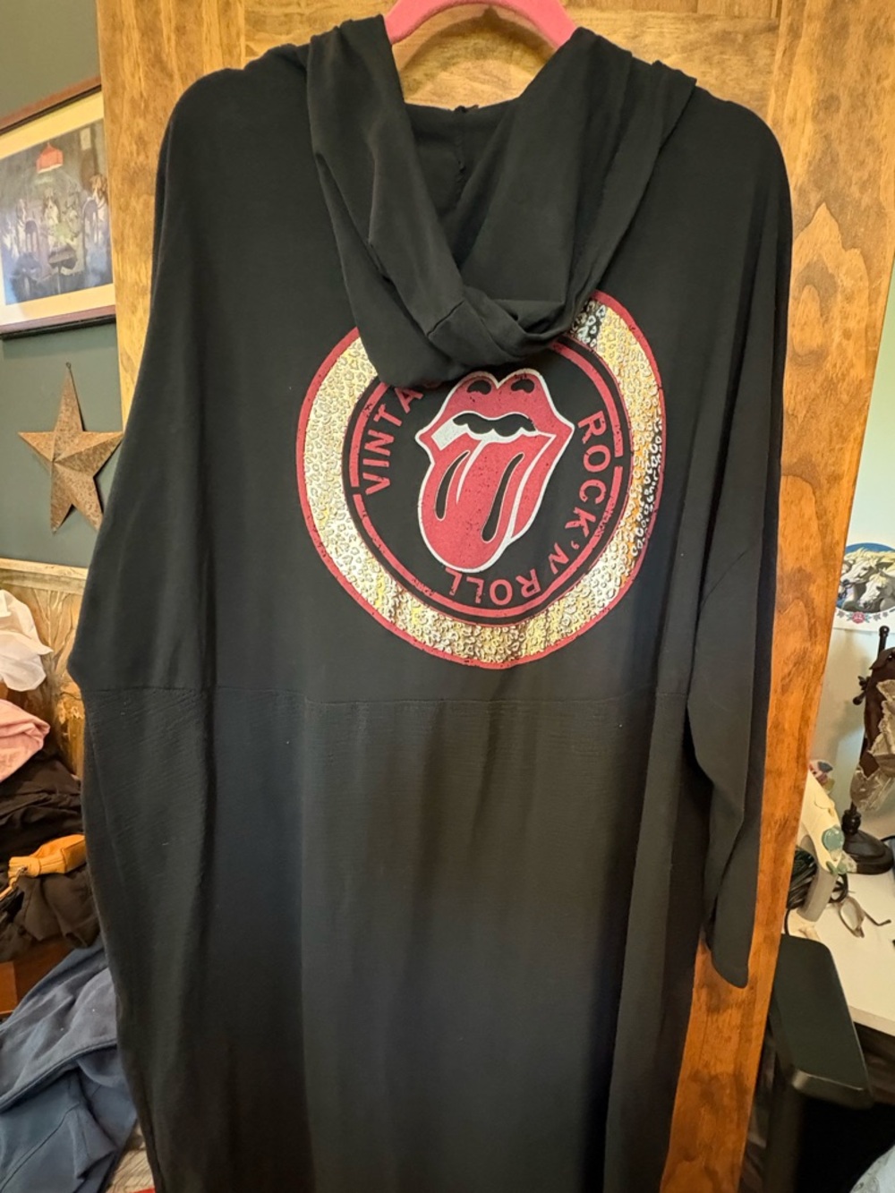 Rolling Stones Black Hooded Graphic  - Red Logo